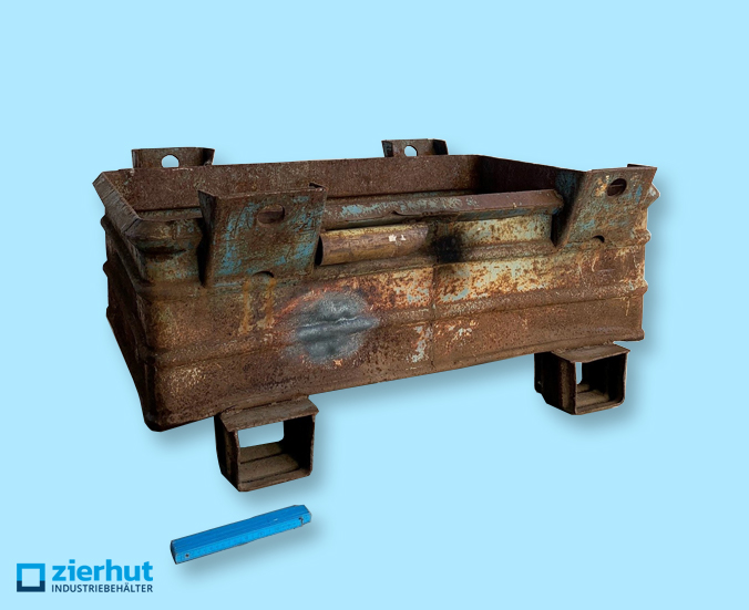 Stahlbehälter SB-1280 massiv massiver Stahlbehälter mit Gabeltaschen und Auffangecken 1200x800x530 mm