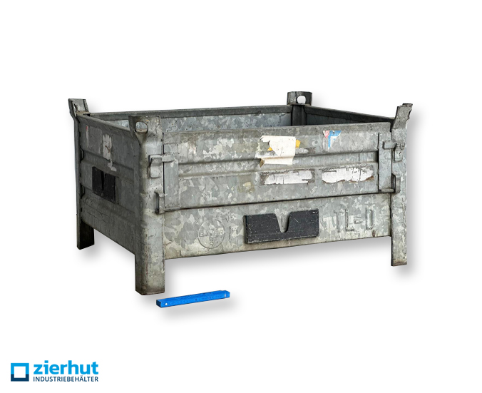 Stahlbehälter SB-186-520 mit Klappe und Wasserablauflöcher verzinkt Metallbehälter 1000x800x520